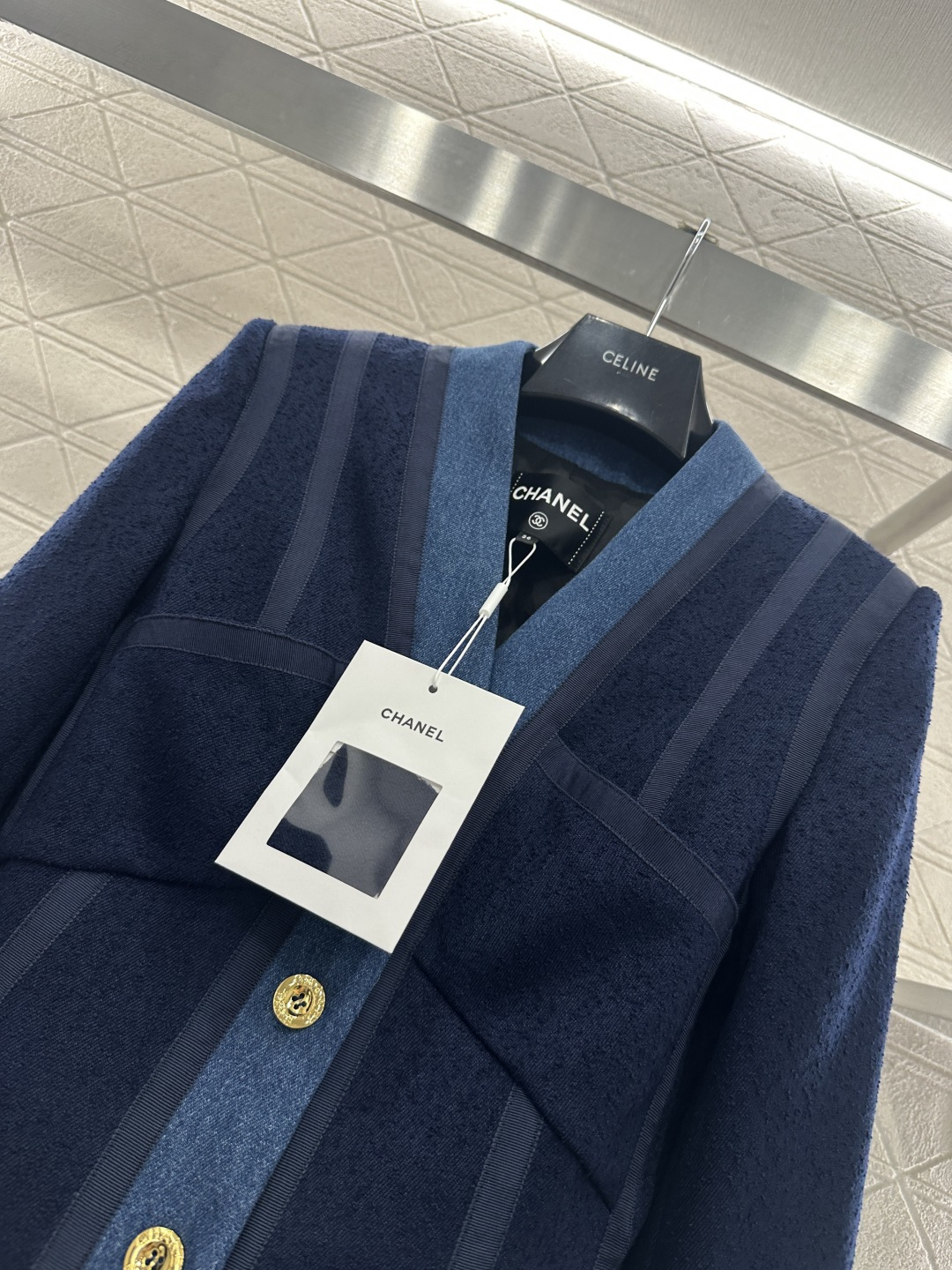 ♥Chane*♥2026新品上架 中古牛仔拼接毛呢外套定制YB进口毛呢➕牛仔材质，质感高级，设计感十足，