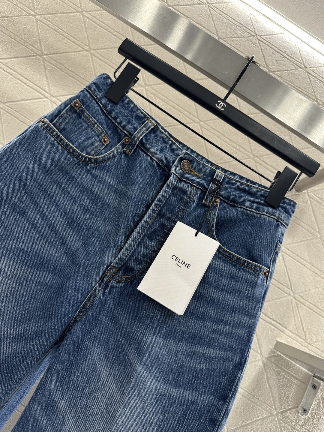 ♥Celin*♥2026新品上架 皮牌牛仔直筒长裤定制YB斜纹棉牛仔材质，质感高级，挺括有型，高腰系扣直