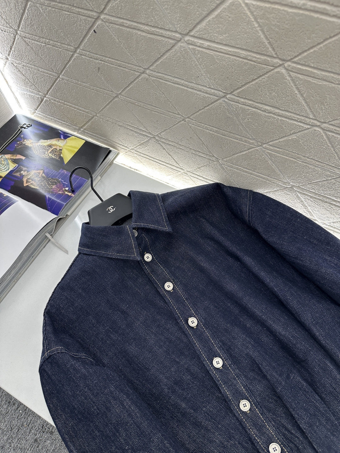 ♥Loew*♥2025新品上架 牛仔衬衫腰带阔腿长裤套装定制YB牛仔斜纹棉材质，透气性佳，柔软亲肤，翻领