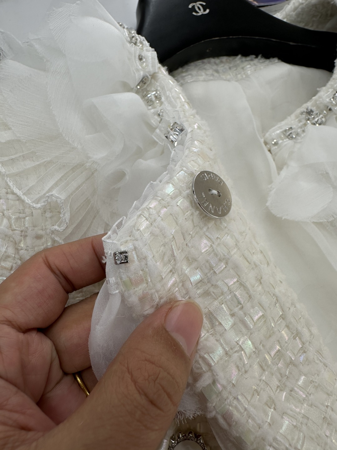 ♥Chane*♥2026新品上架 层叠花边洋装外套定制YB进口粗纺羊毛呢材质，质感高级，品相十足，翻领洋