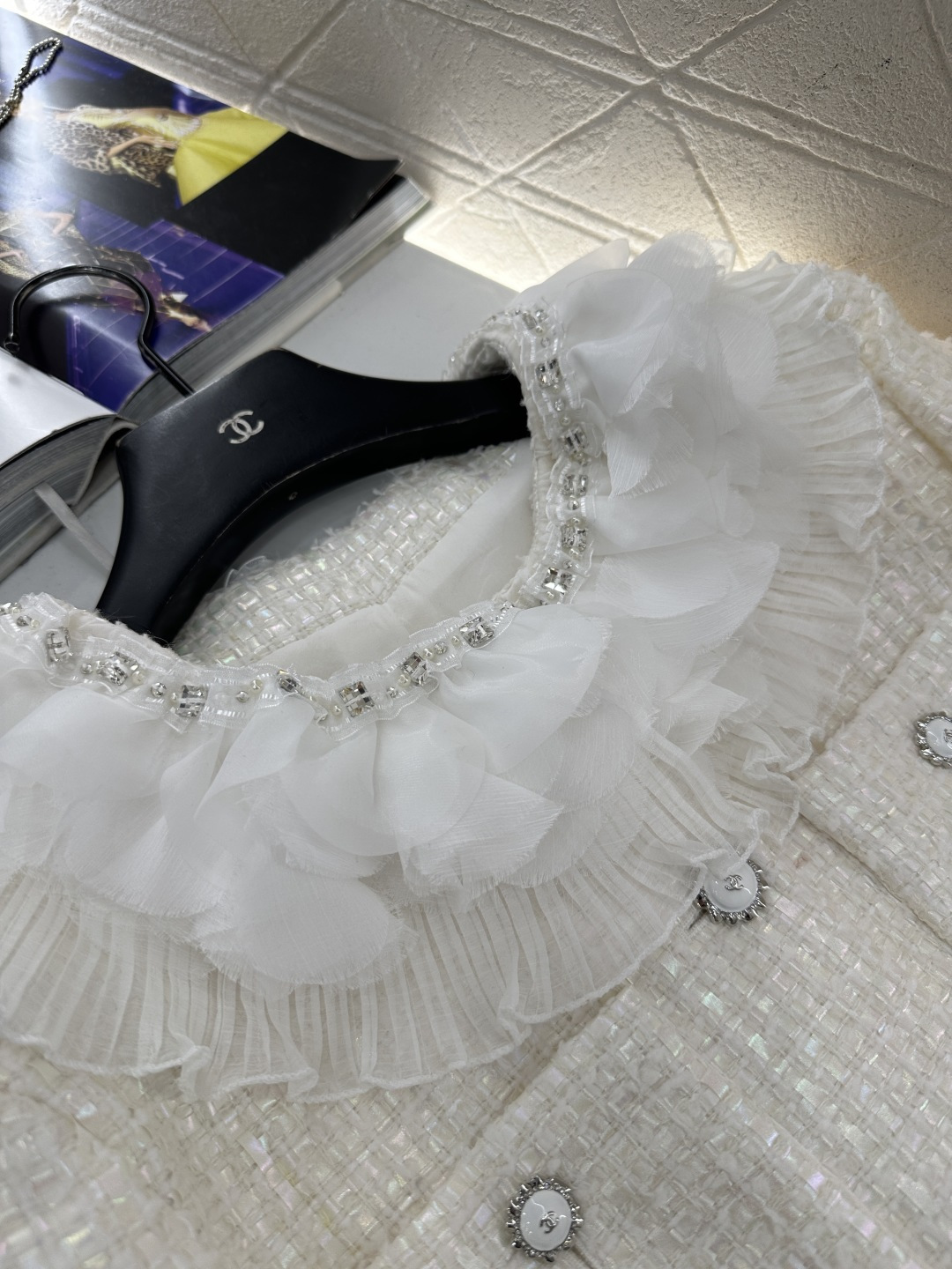 ♥Chane*♥2026新品上架 层叠花边洋装外套定制YB进口粗纺羊毛呢材质，质感高级，品相十足，翻领洋