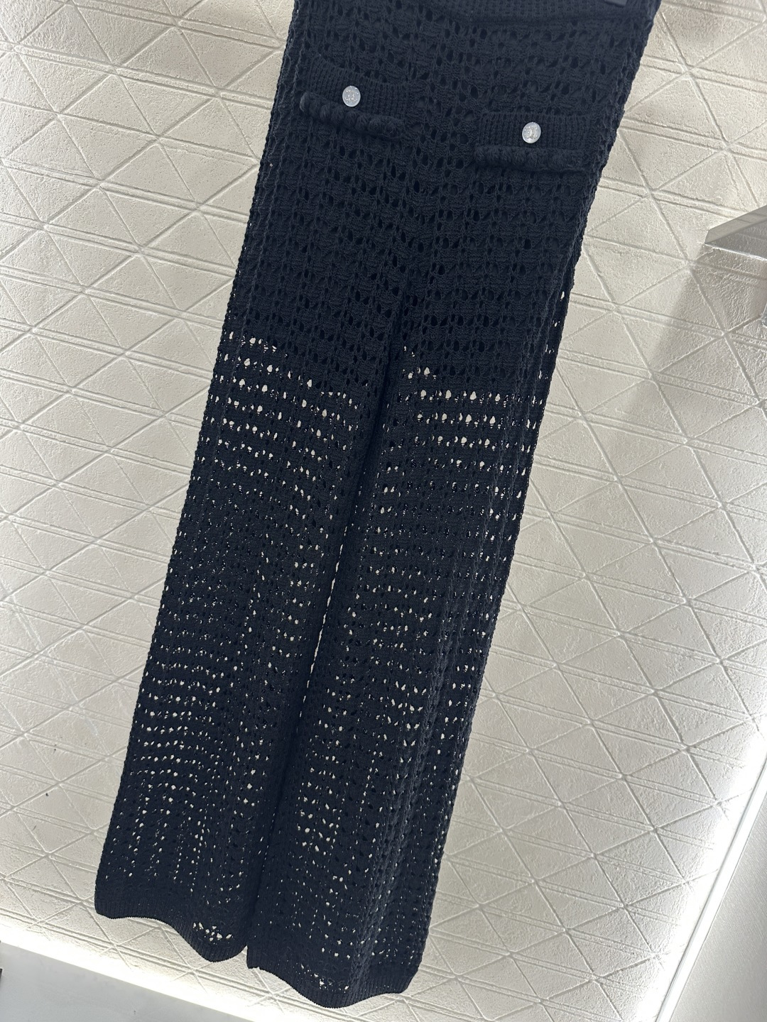 ♥Chane*♥2026新品上架 镂空针织阔腿长裤定制YB棉毛纱线织造，质感舒适，柔软弹力，高腰阔腿直筒