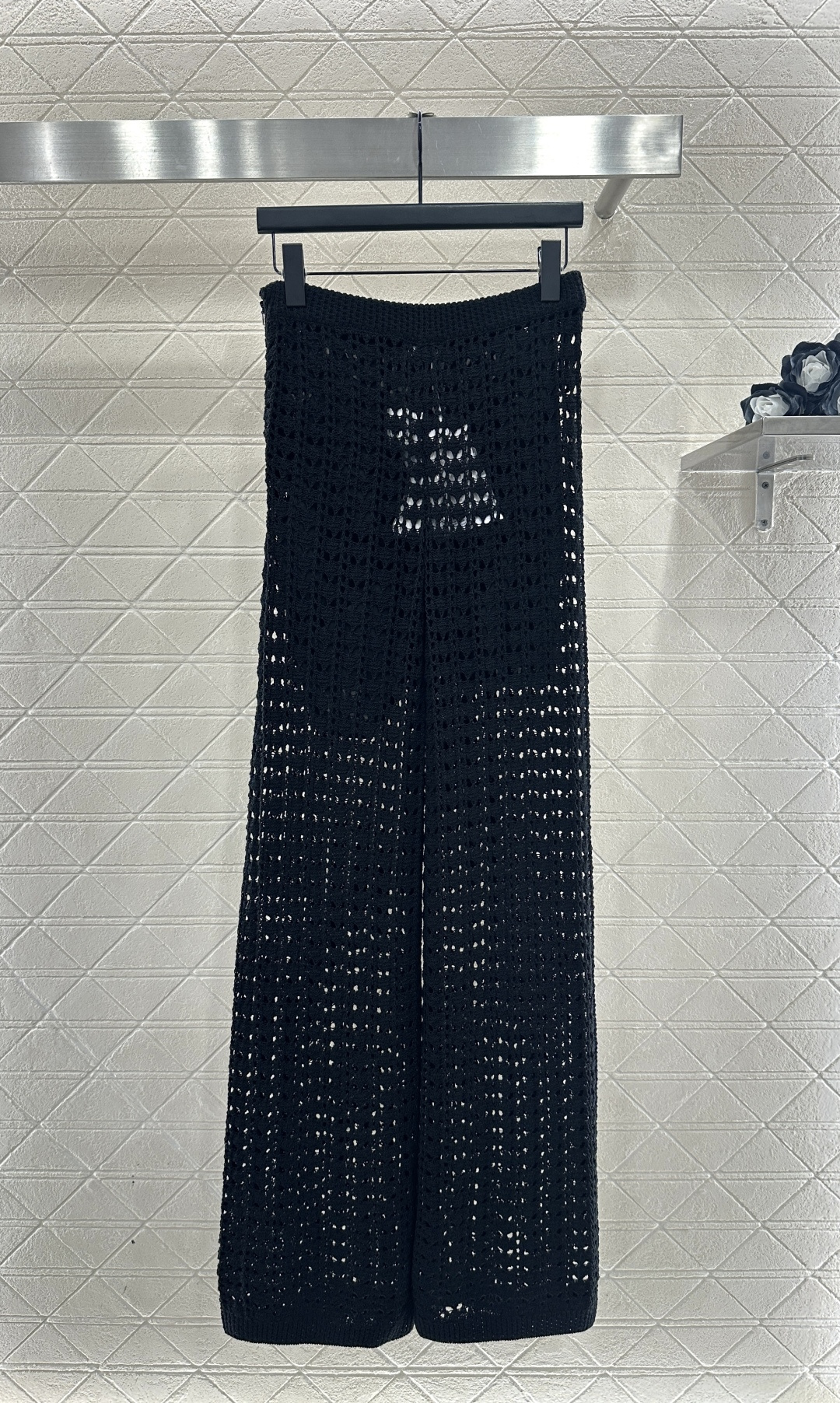 ♥Chane*♥2026新品上架 镂空针织阔腿长裤定制YB棉毛纱线织造，质感舒适，柔软弹力，高腰阔腿直筒