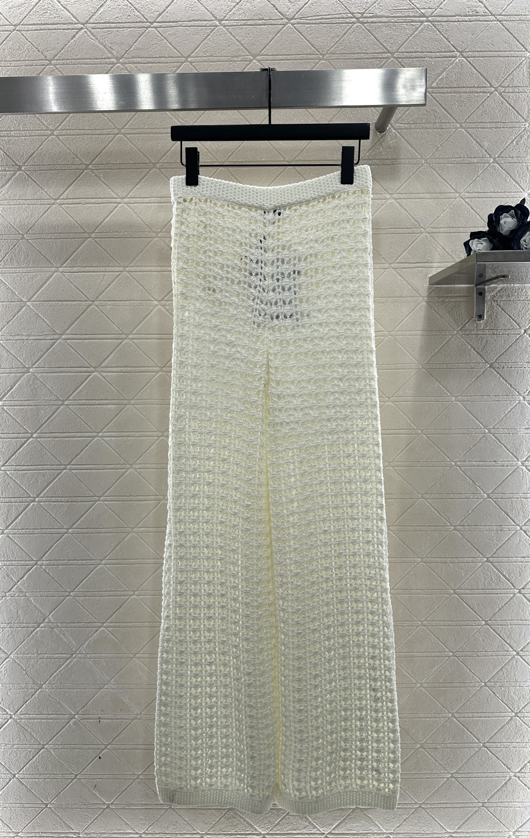 ♥Chane*♥2026新品上架 镂空针织阔腿长裤定制YB棉毛纱线织造，质感舒适，柔软弹力，高腰阔腿直筒