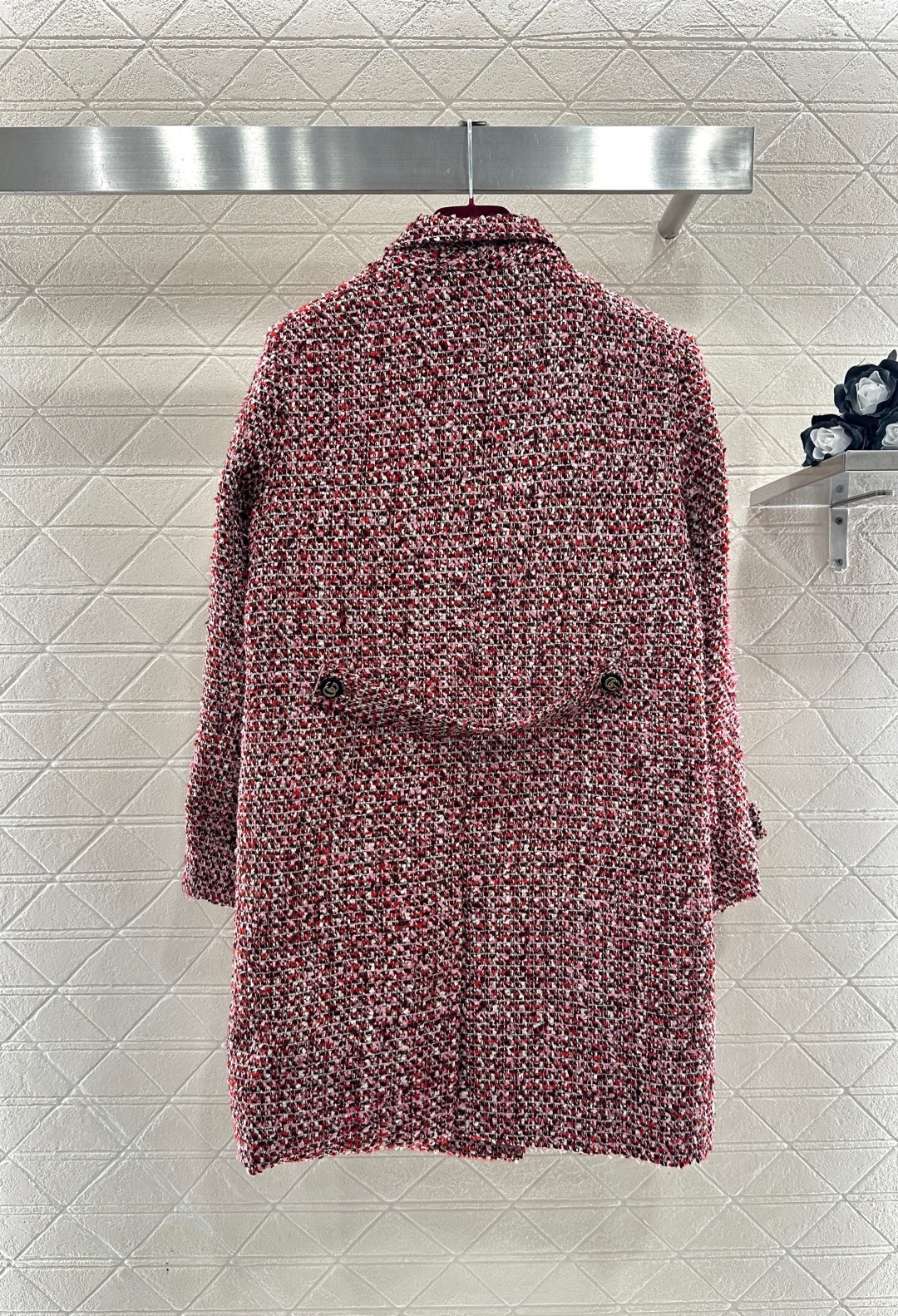 ♥Gucc*♥2026新品上架 格纹粗花呢翻领洋装大衣定制YB进口羊毛呢材质，肌理明显，质感上乘，粗花毛