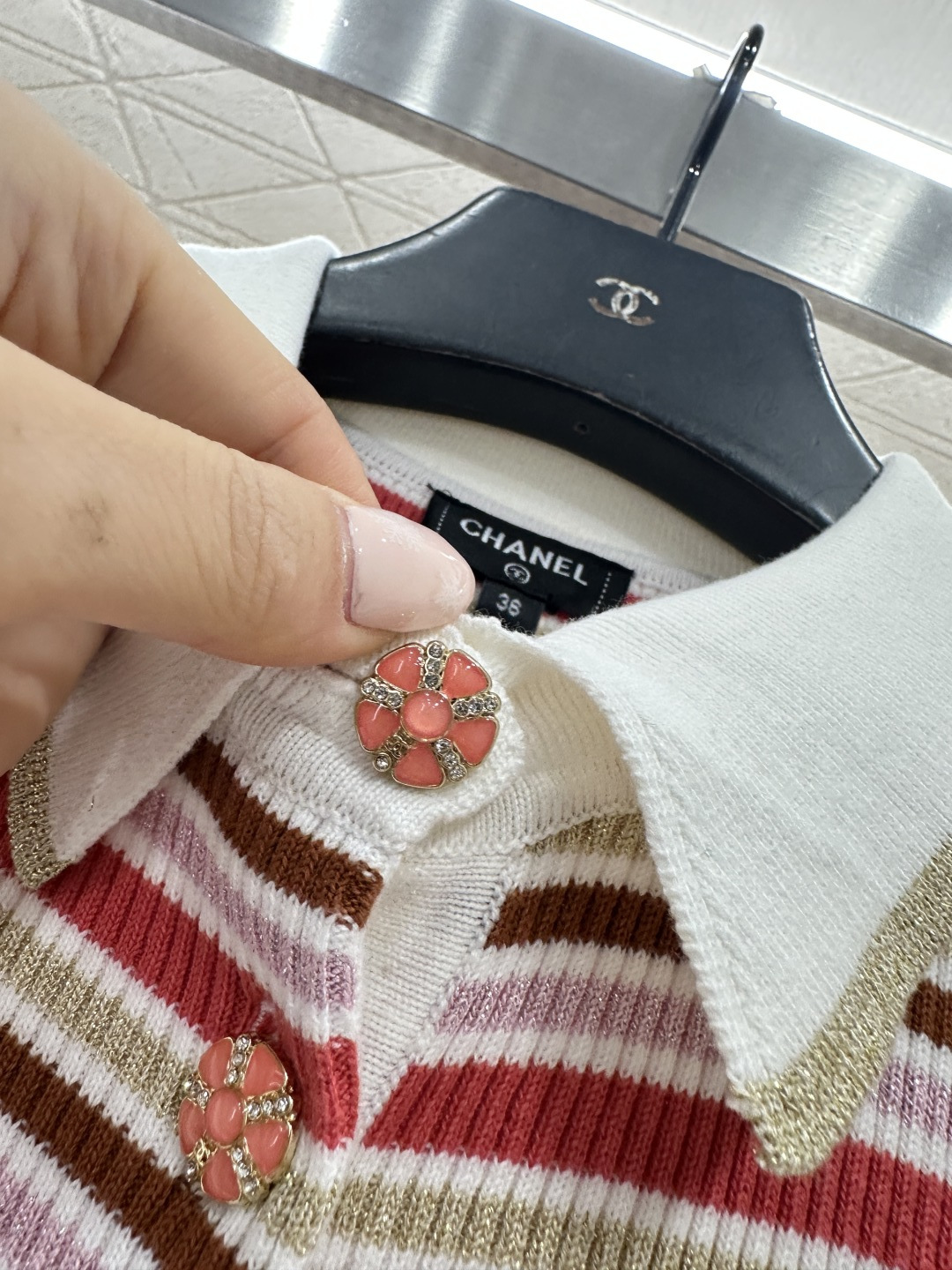 ♥Chane*♥2026新品上架 翻领条纹针织连衣裙定制YB棉毛纱线织造，质感光泽，弹力舒适，翻领针织短