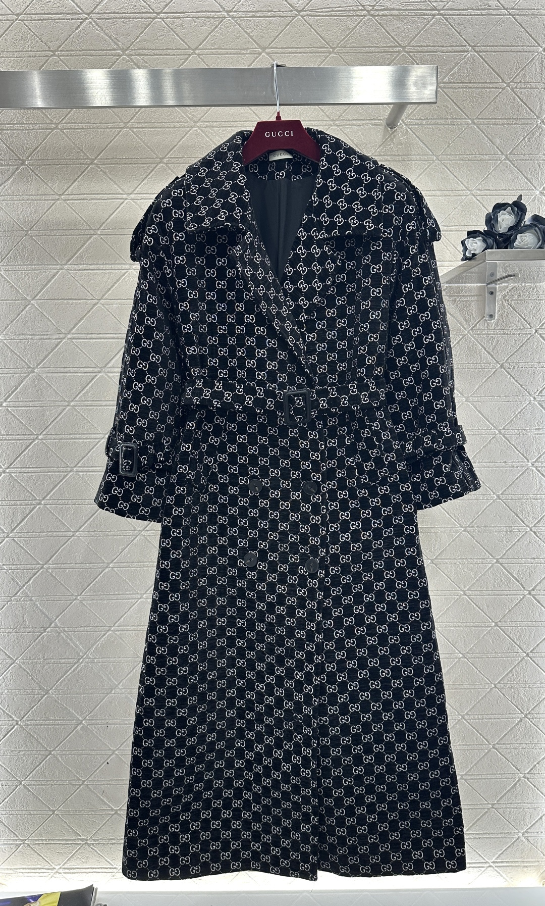 ♥Gucc*♥2026新品上架 翻领提花西装长款大衣定制YB进口提花材质，成衣质感品相绝佳，翻领正肩长款