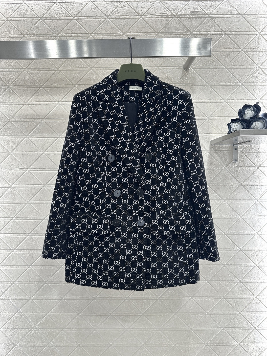 ♥Gucc*♥2026新品上架 翻领提花西装长裤套装定制YB进口提花材质，成衣质感品相绝佳，翻领正肩西装