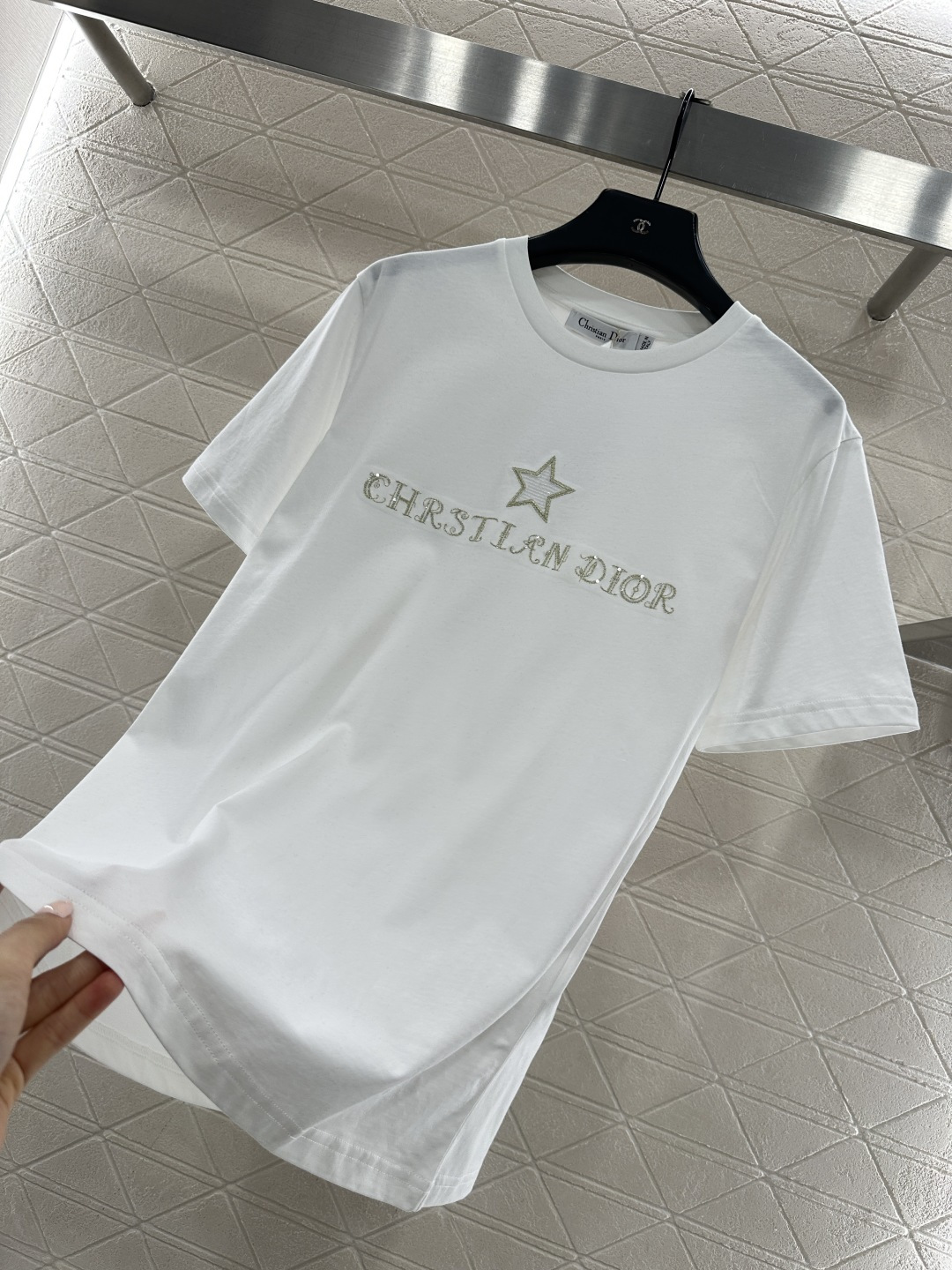 ♥Dio*♥2026新品上架 刺绣亮片徽标𝑇𝑒𝑒定制YB丝光全棉材质，透气舒适，质感十足，常规短袖𝑇恤剪