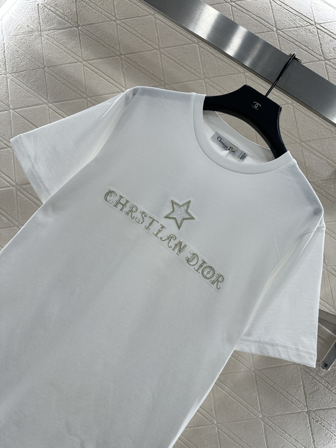 ♥Dio*♥2026新品上架 刺绣亮片徽标𝑇𝑒𝑒定制YB丝光全棉材质，透气舒适，质感十足，常规短袖𝑇恤剪