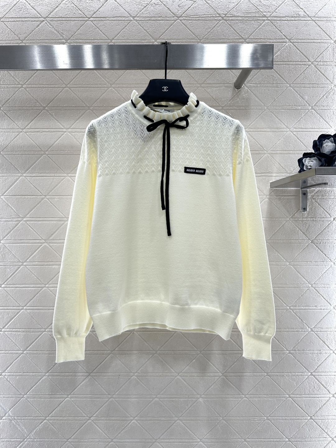 ♥Miumi*♥2026新品上架 蝴蝶结花苞领针织套头毛衣定制YB羊毛纱线织造，穿搭舒适，质感十足，小立