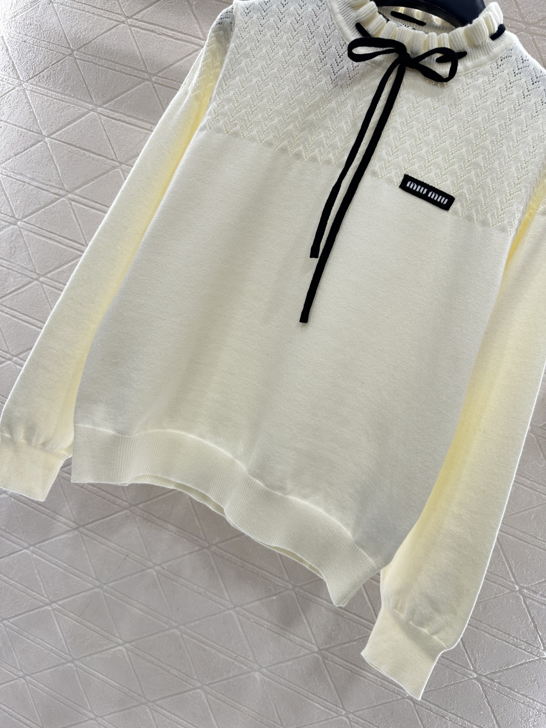 ♥Miumi*♥2026新品上架 蝴蝶结花苞领针织套头毛衣定制YB羊毛纱线织造，穿搭舒适，质感十足，小立