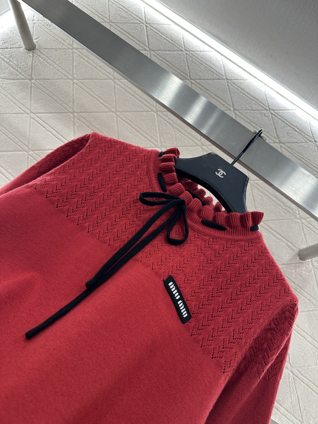 ♥Miumi*♥2026新品上架 蝴蝶结花苞领针织套头毛衣定制YB羊毛纱线织造，穿搭舒适，质感十足，小立