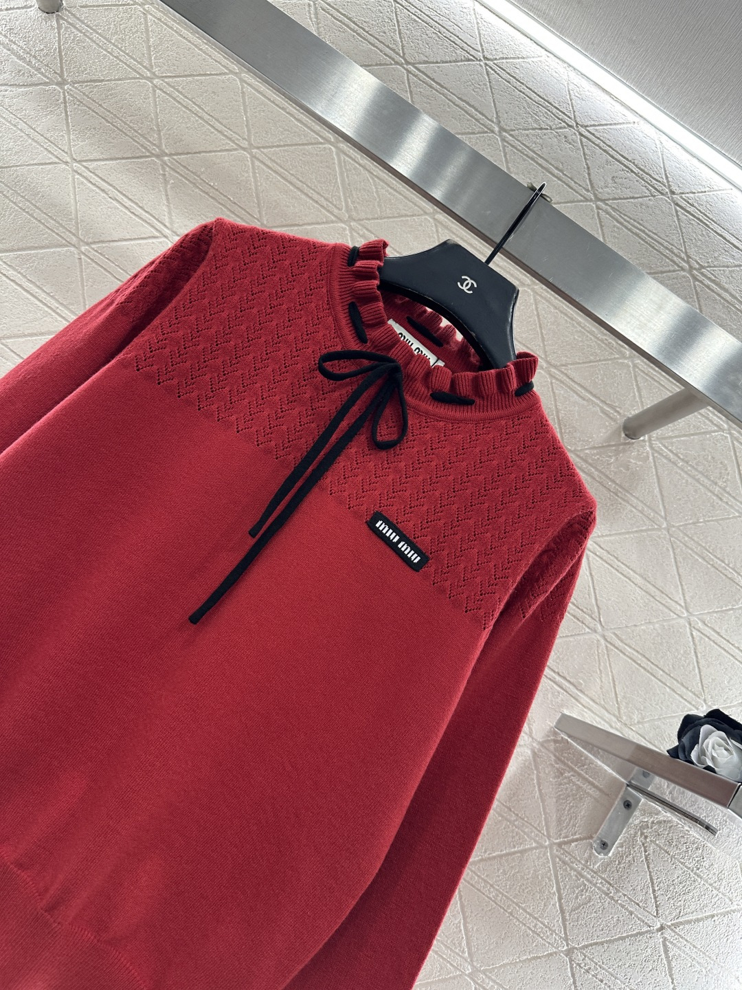 ♥Miumi*♥2026新品上架 蝴蝶结花苞领针织套头毛衣定制YB羊毛纱线织造，穿搭舒适，质感十足，小立