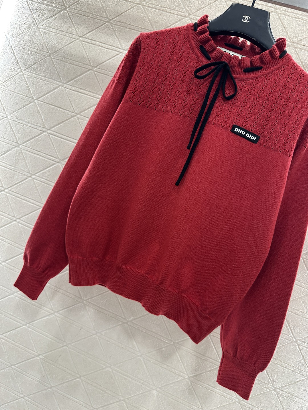 ♥Miumi*♥2026新品上架 蝴蝶结花苞领针织套头毛衣定制YB羊毛纱线织造，穿搭舒适，质感十足，小立