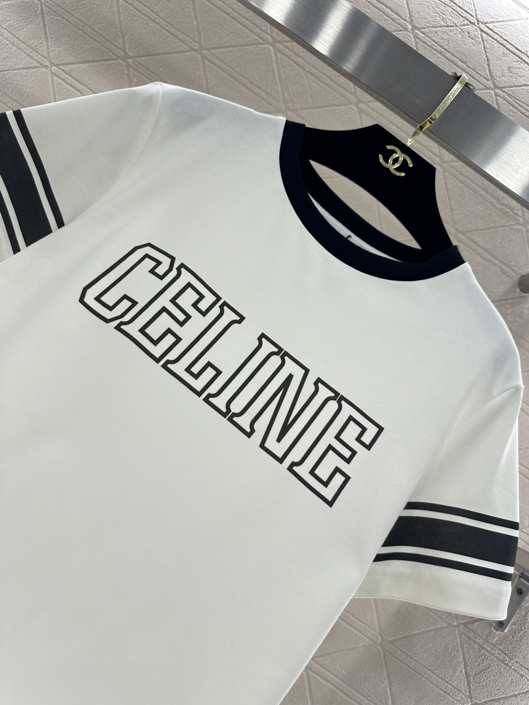 ♥Celin*♥2026新品上架 圆领字母徽标𝑇𝑒𝑒定制YB丝光全棉材质，透气舒适，质感十足，常规短袖𝑇