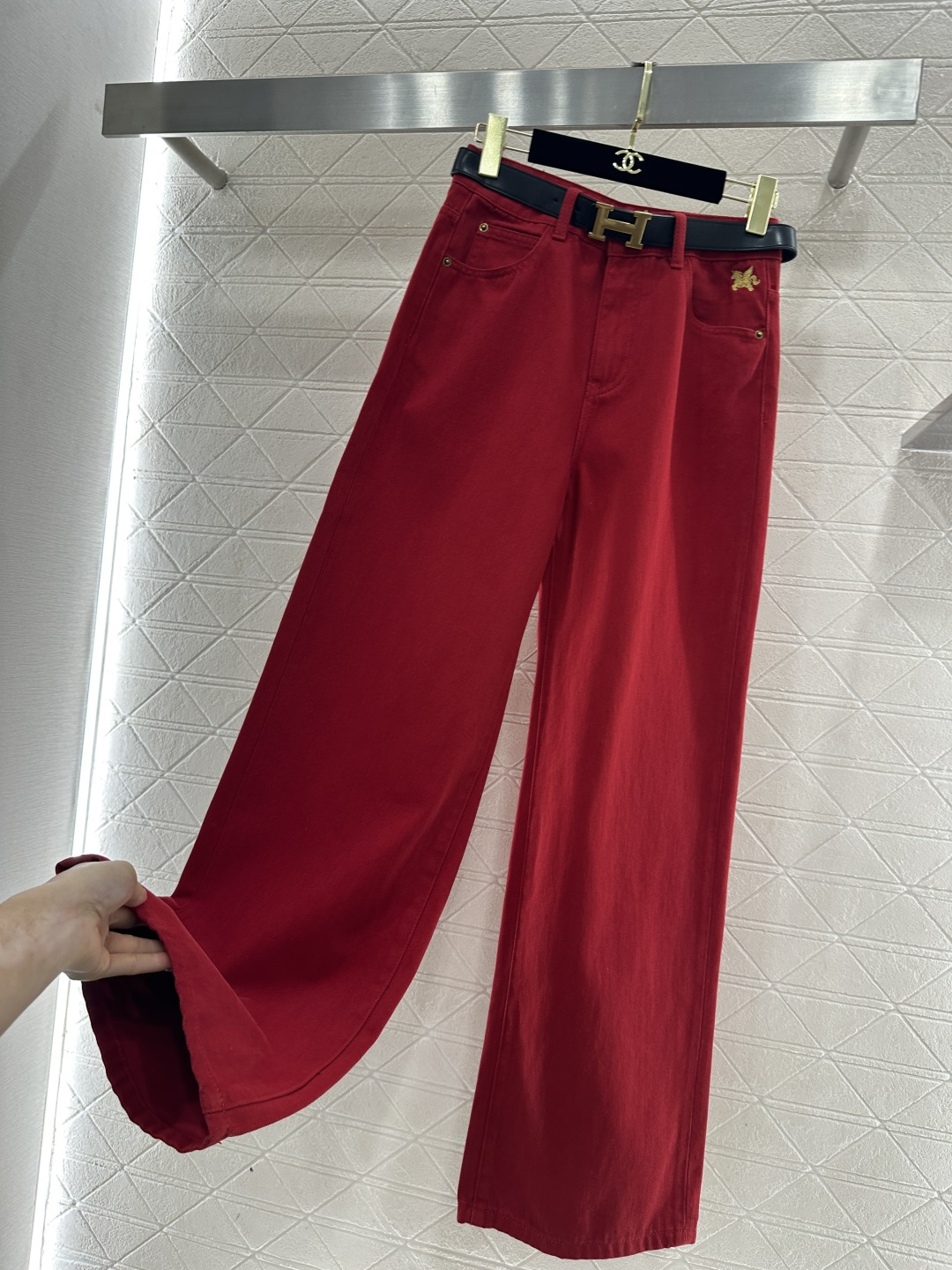 ♥Herme*♥2026新品上架 腰带独角兽直筒牛仔长裤定制YB斜纹棉牛仔材质，多重水洗，自然均匀的染色