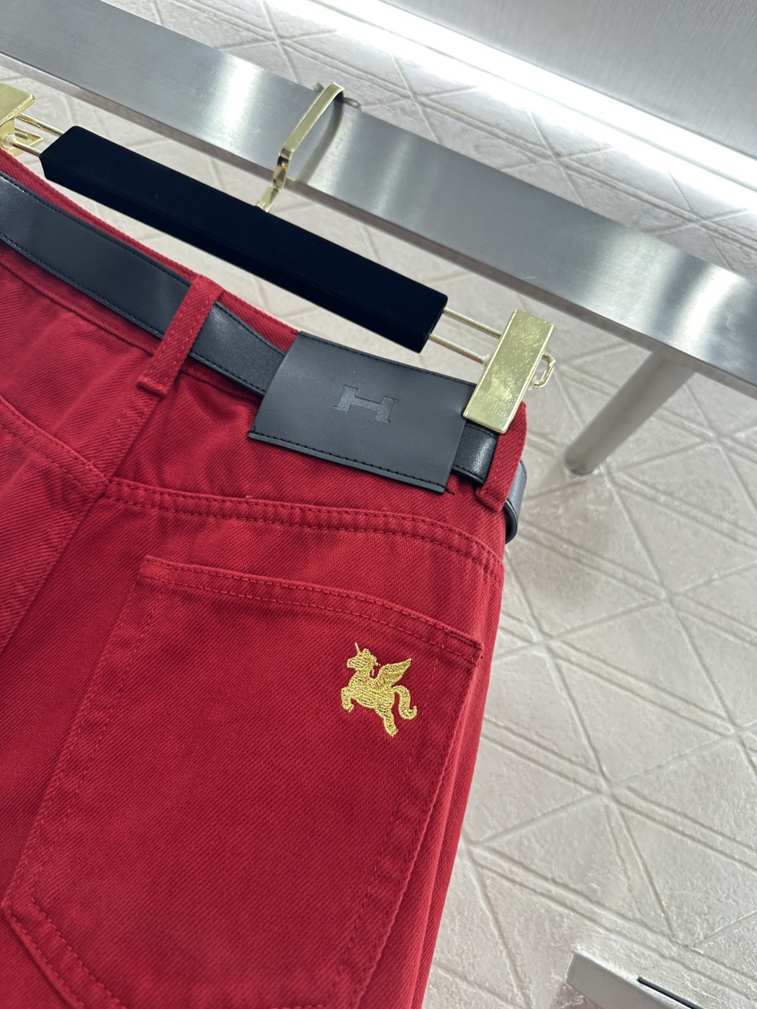 ♥Herme*♥2026新品上架 腰带独角兽直筒牛仔长裤定制YB斜纹棉牛仔材质，多重水洗，自然均匀的染色