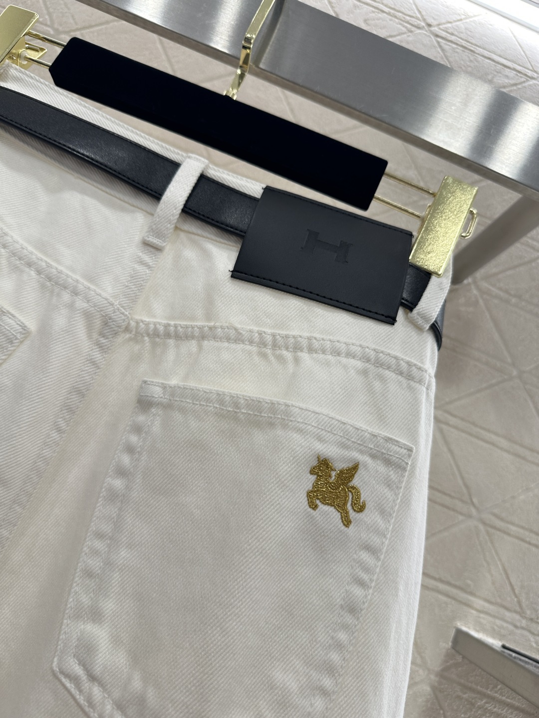 ♥Herme*♥2026新品上架 腰带独角兽直筒牛仔长裤定制YB斜纹棉牛仔材质，多重水洗，自然均匀的染色