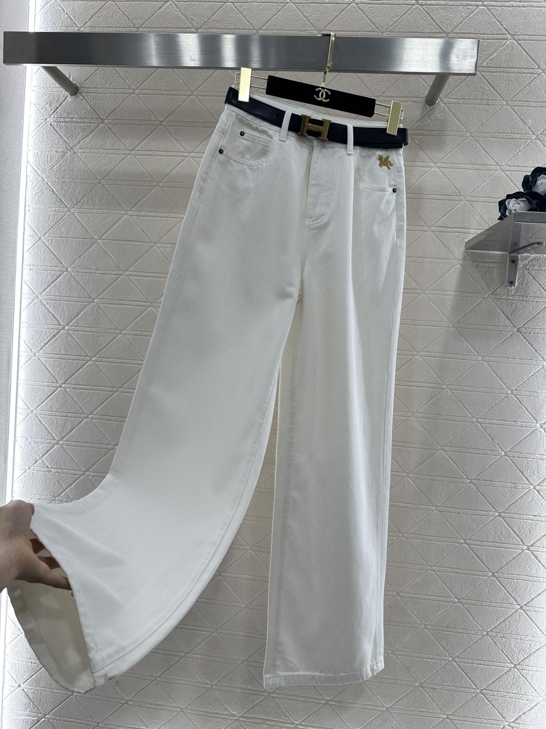 ♥Herme*♥2026新品上架 腰带独角兽直筒牛仔长裤定制YB斜纹棉牛仔材质，多重水洗，自然均匀的染色