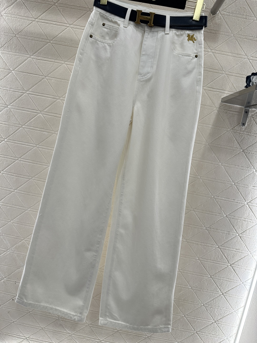 ♥Herme*♥2026新品上架 腰带独角兽直筒牛仔长裤定制YB斜纹棉牛仔材质，多重水洗，自然均匀的染色