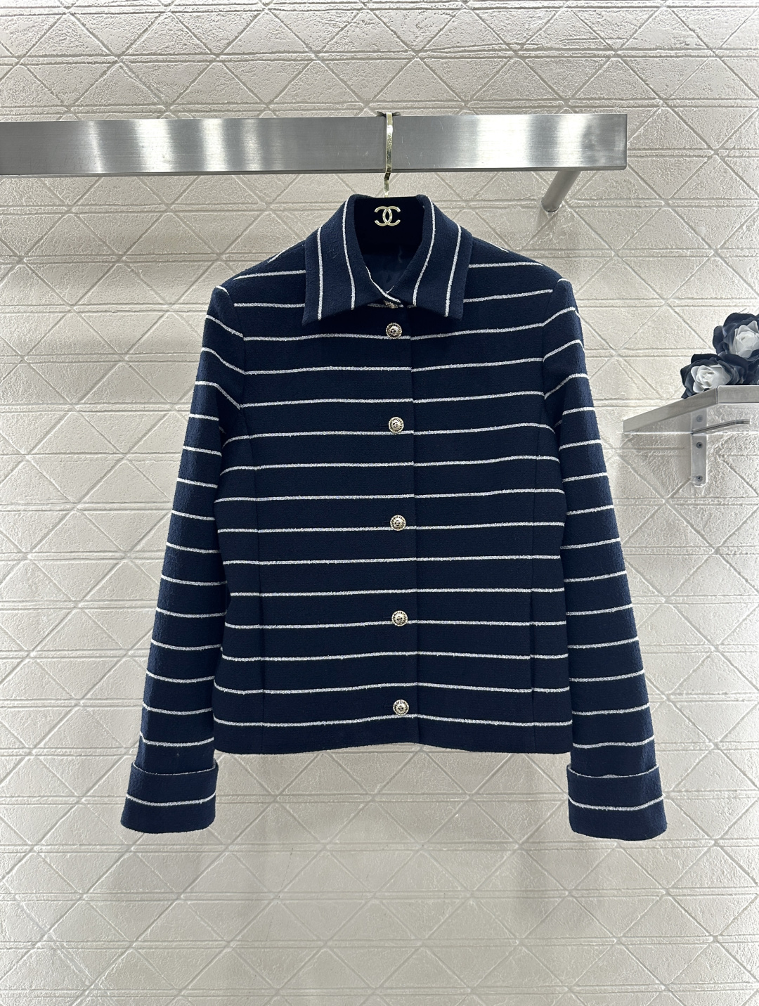 ♥Chane*♥2026新品上架 条纹洋装外套长裤套装定制YB进口棉毛材质，质感高级，品相十足，翻领洋装