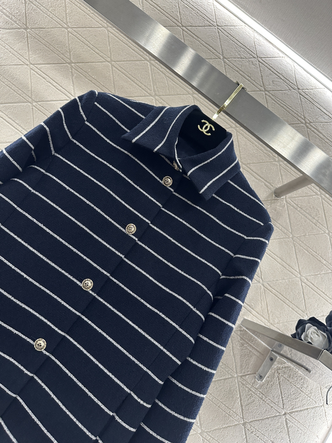 ♥Chane*♥2026新品上架 条纹洋装外套长裤套装定制YB进口棉毛材质，质感高级，品相十足，翻领洋装
