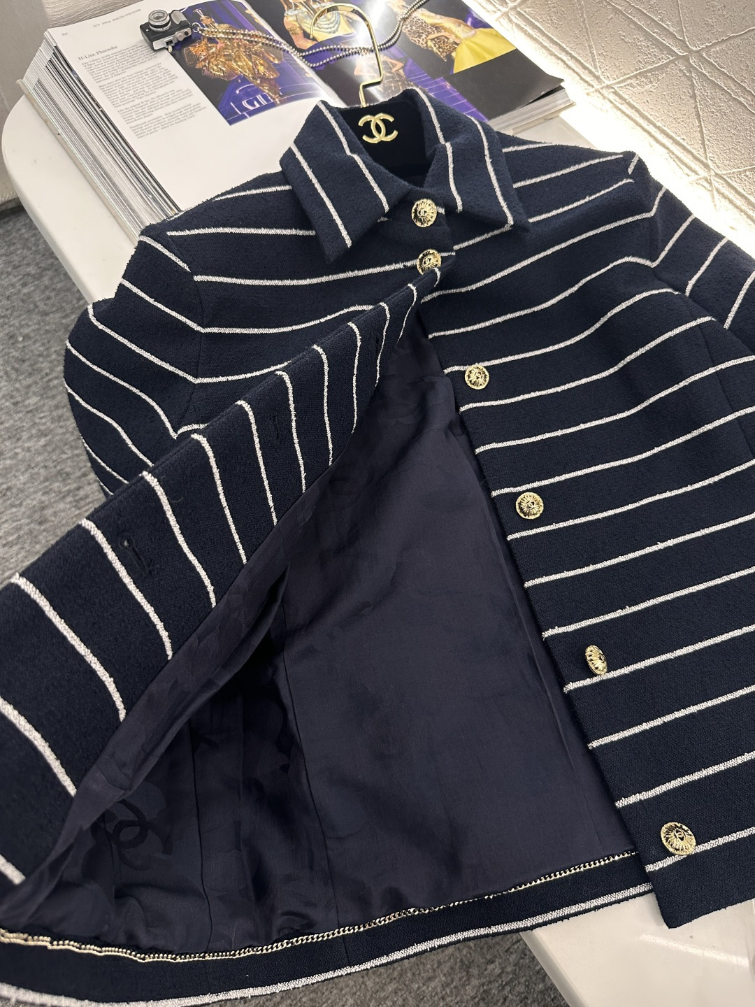 ♥Chane*♥2026新品上架 条纹洋装外套长裤套装定制YB进口棉毛材质，质感高级，品相十足，翻领洋装