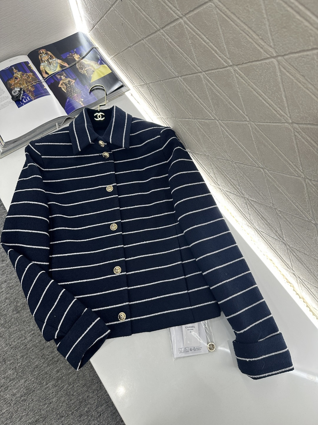 ♥Chane*♥2026新品上架 条纹洋装外套长裤套装定制YB进口棉毛材质，质感高级，品相十足，翻领洋装