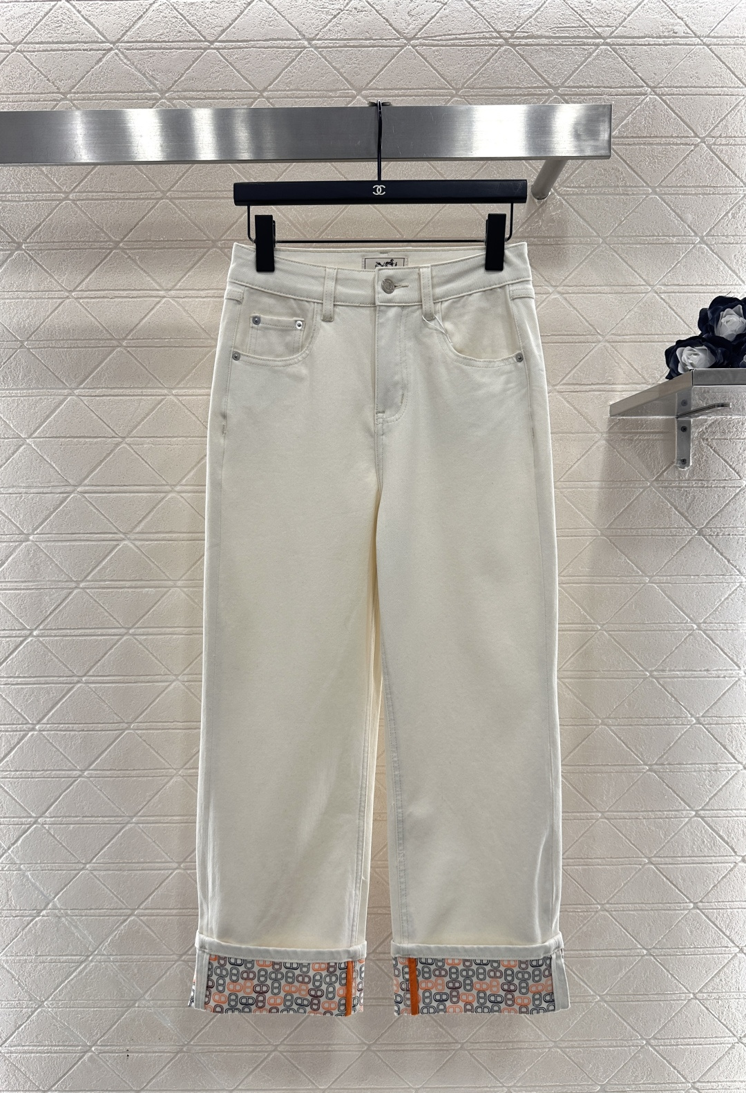 ♥Herme*♥2026新品上架 翻折裤腿直筒长裤定制YB斜纹棉牛仔材质，质高弹力，穿搭舒适有型，猪鼻子