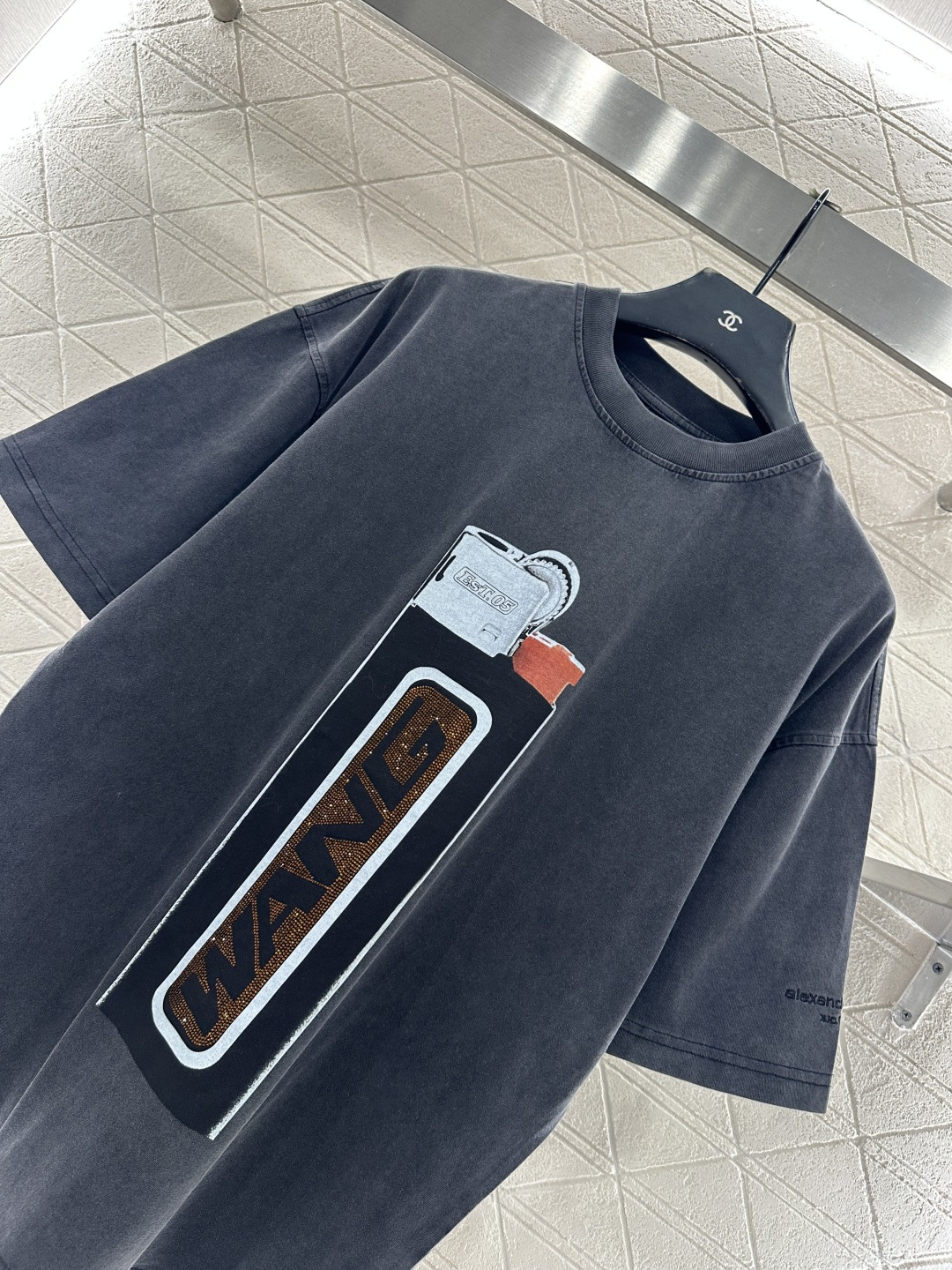♥Alexander wan*♥2026新品上架 做旧水洗印花烫钻𝑇𝑒𝑒定制YB原生全棉材质，透气舒适，