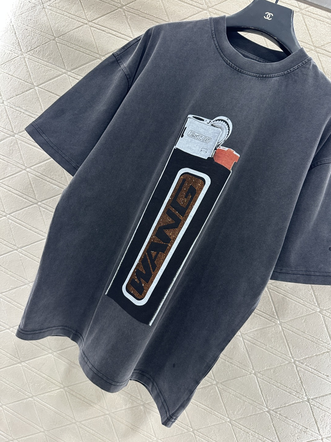 ♥Alexander wan*♥2026新品上架 做旧水洗印花烫钻𝑇𝑒𝑒定制YB原生全棉材质，透气舒适，