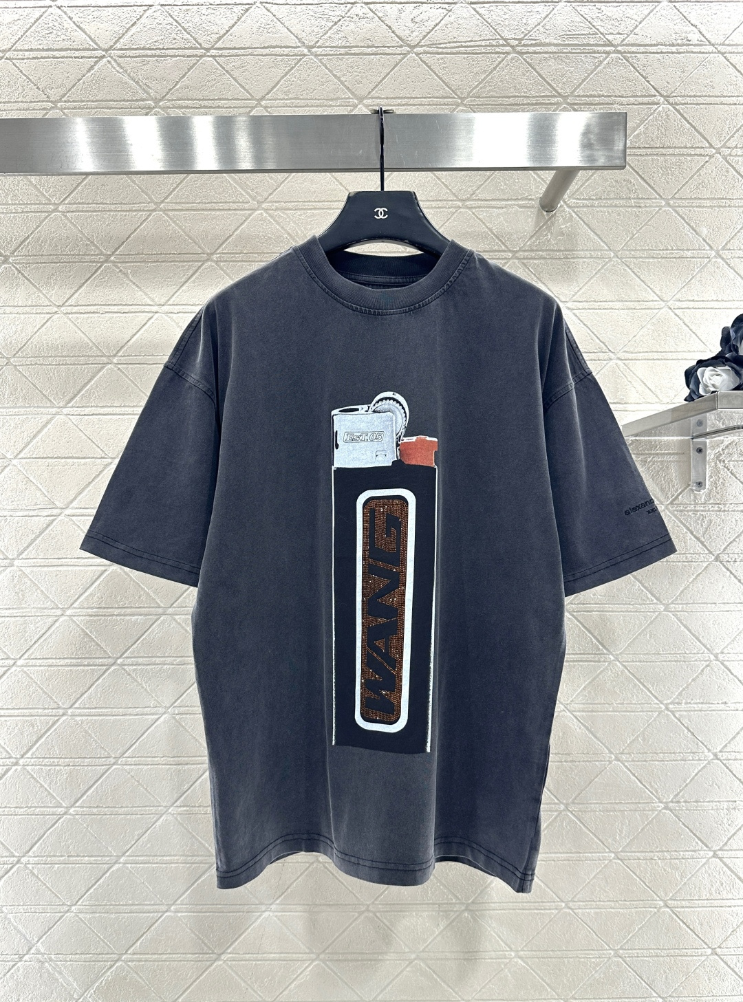 ♥Alexander wan*♥2026新品上架 做旧水洗印花烫钻𝑇𝑒𝑒定制YB原生全棉材质，透气舒适，