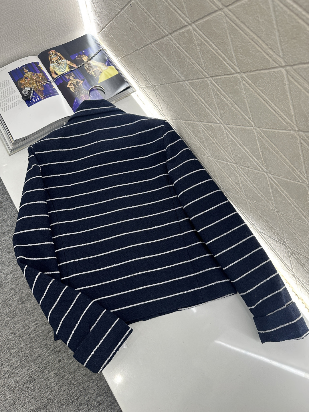 ♥Chane*♥2026新品上架 条纹洋装外套长裤套装定制YB进口棉毛材质，质感高级，品相十足，翻领洋装