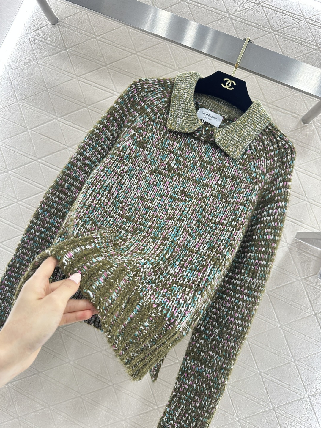 ♥Thom Brown*♥2026新品上架 翻领花色针织拉链上衣定制YB羊毛纱线织造，质感高级，舒适柔软