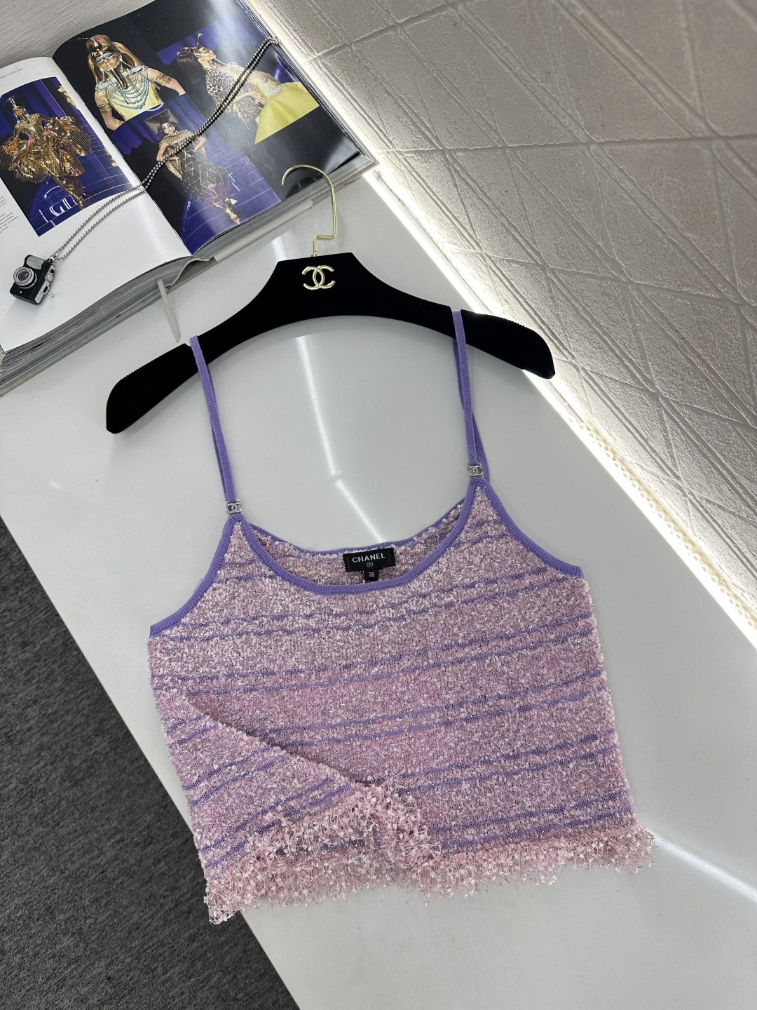 ♥Chane*♥2026新品上架 流苏针织吊带背心定制YB棉毛纱线织造，质感高级，穿搭洋气，平口领针织吊