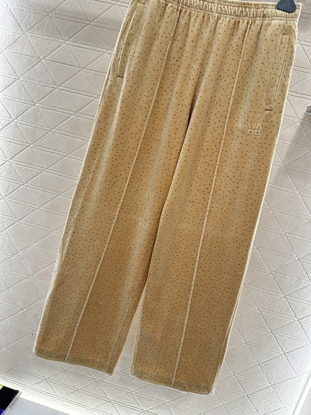 ♥Alexander wan*♥2026新品上架 连帽烫钻丝绒外套长裤套装定制YB进口丝绒材质，质感光泽