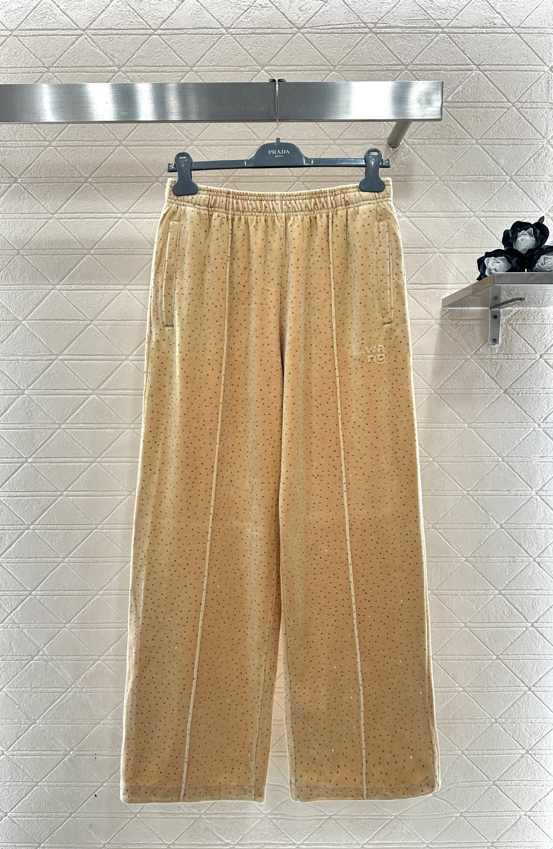 ♥Alexander wan*♥2026新品上架 连帽烫钻丝绒外套长裤套装定制YB进口丝绒材质，质感光泽