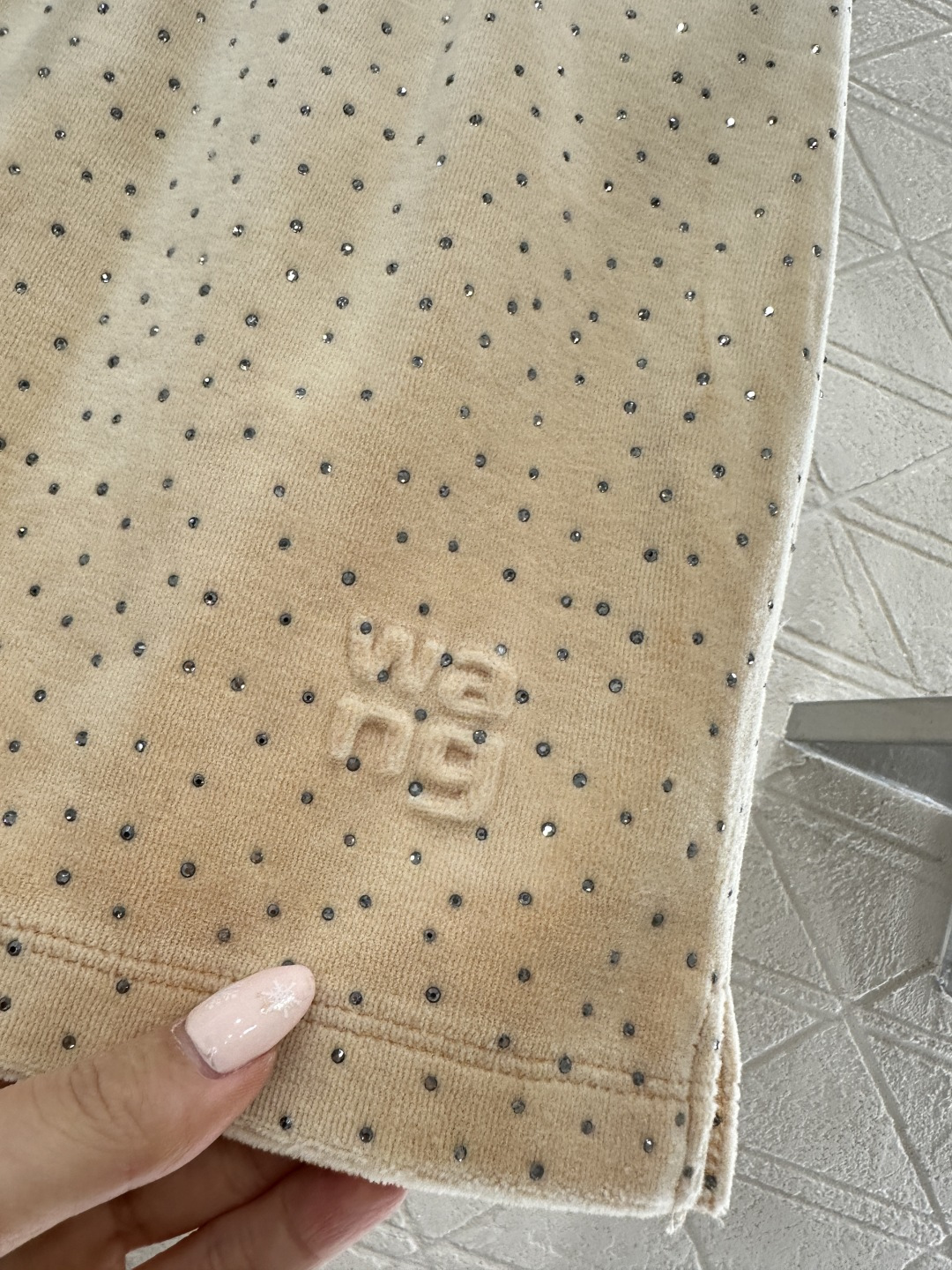 ♥Alexander wan*♥2026新品上架 连帽烫钻丝绒外套短裙裤套装定制YB进口丝绒材质，质感光