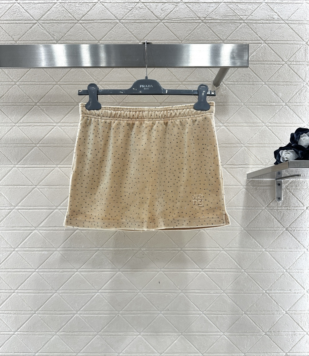 ♥Alexander wan*♥2026新品上架 连帽烫钻丝绒外套短裙裤套装定制YB进口丝绒材质，质感光