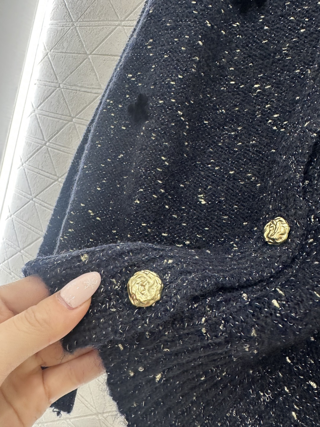 ♥Miumi*♥2026新品上架 立体蝴蝶结彩点针织开衫定制YB羊毛纱线织造，质感高级，舒适柔软，圆领针