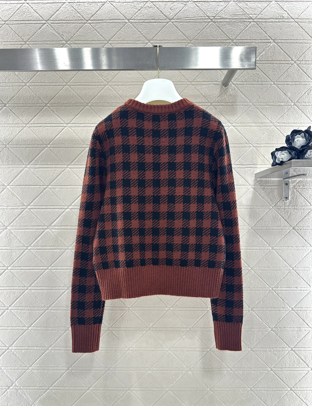 ♥Dio*♥2026新品上架 格纹蝴蝶结针织套头毛衣定制YB羊毛纱线织造，穿搭舒适，质感十足，圆领套头毛