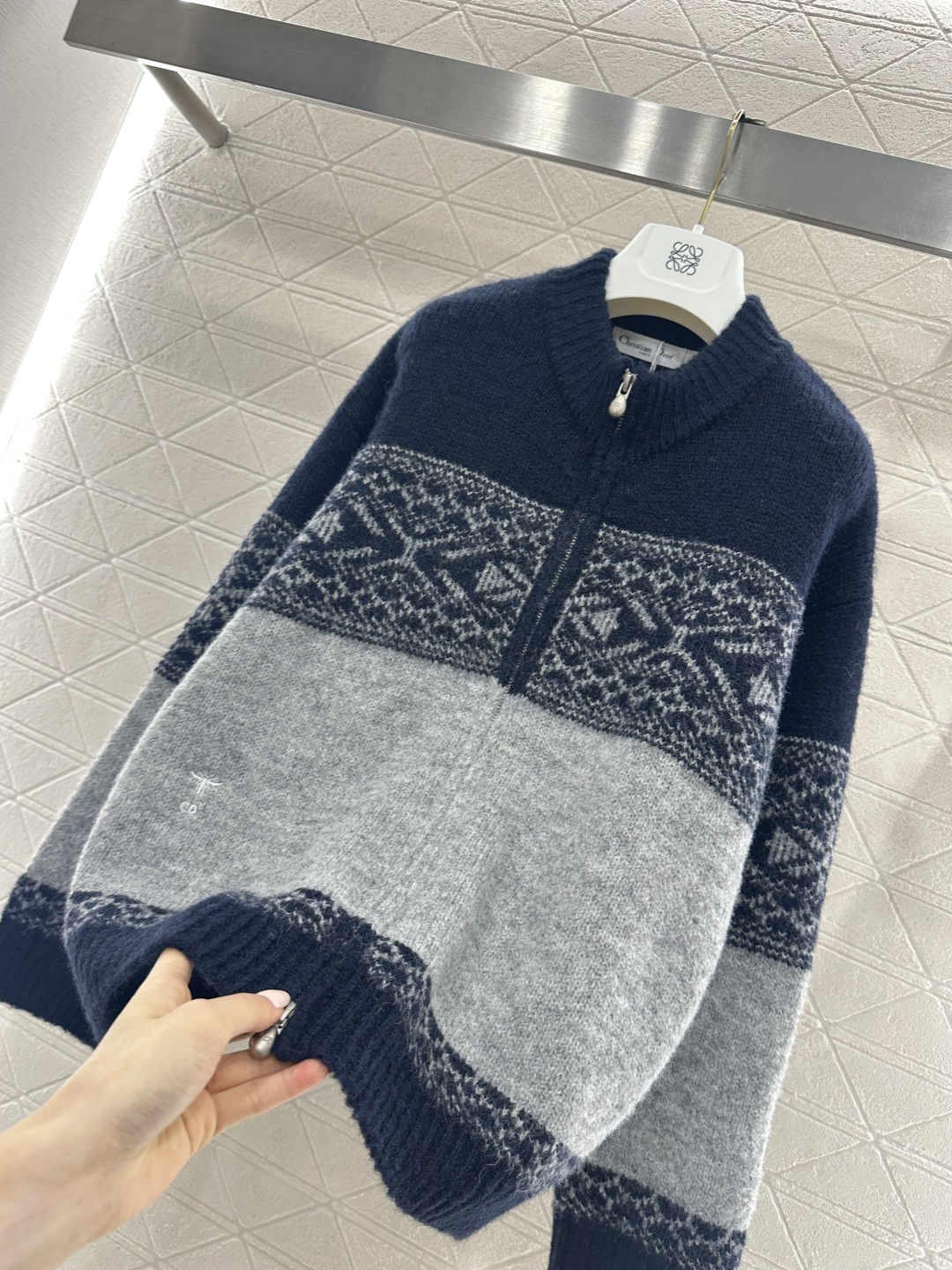 ♥Dio*♥2026新品上架 撞色针织开衫外套定制YB羊毛纱线织造，柔软亲肤，舒适有型，拉链开衫外套版型