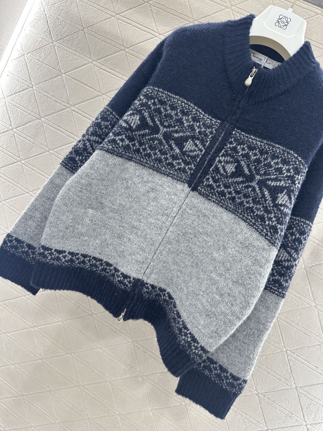 ♥Dio*♥2026新品上架 撞色针织开衫外套定制YB羊毛纱线织造，柔软亲肤，舒适有型，拉链开衫外套版型