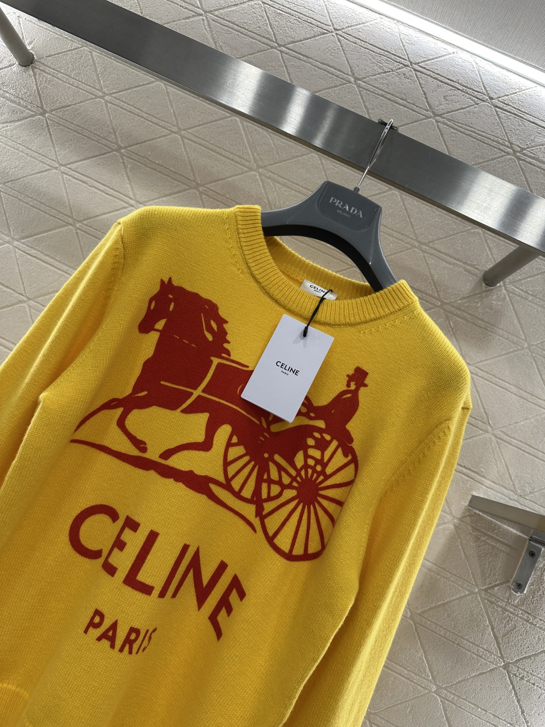 ♥Celin*♥2026新品上架 印花凯旋门针织毛衣定制YB羊绒纱线织造，穿搭舒适，质感十足，圆领针织套