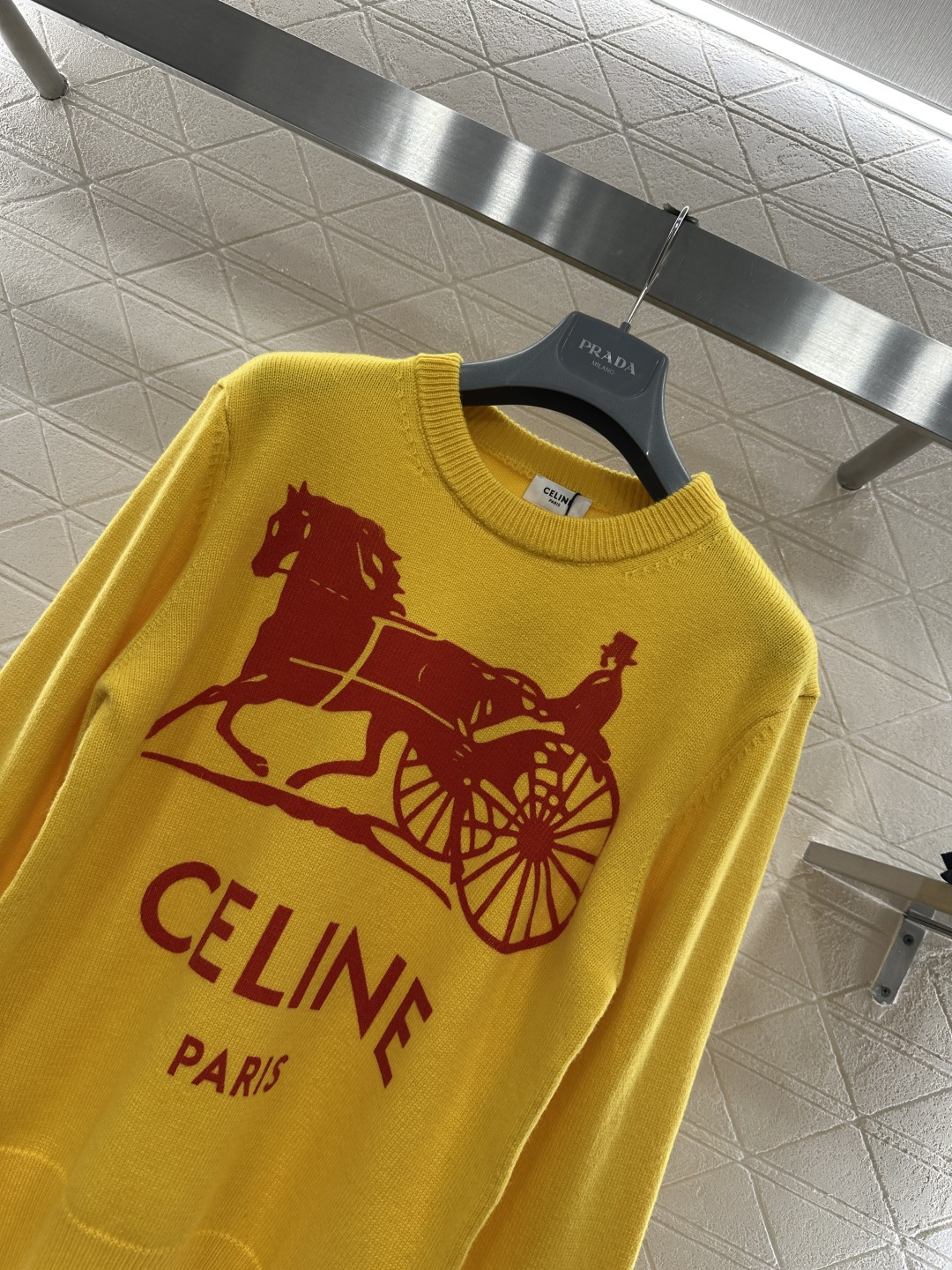 ♥Celin*♥2026新品上架 印花凯旋门针织毛衣定制YB羊绒纱线织造，穿搭舒适，质感十足，圆领针织套