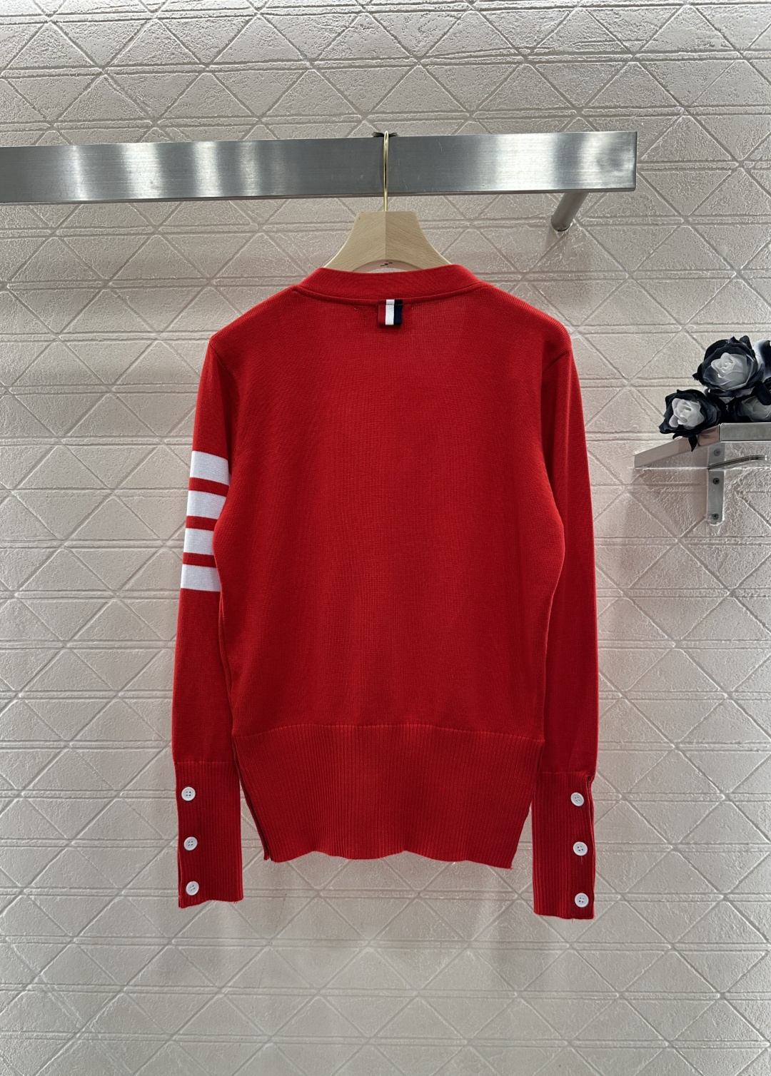 ♥Thom Brown*♥2026新品上架 横杠针织开衫定制YB羊毛纱线织造，质感高级，舒适柔软，V领纽