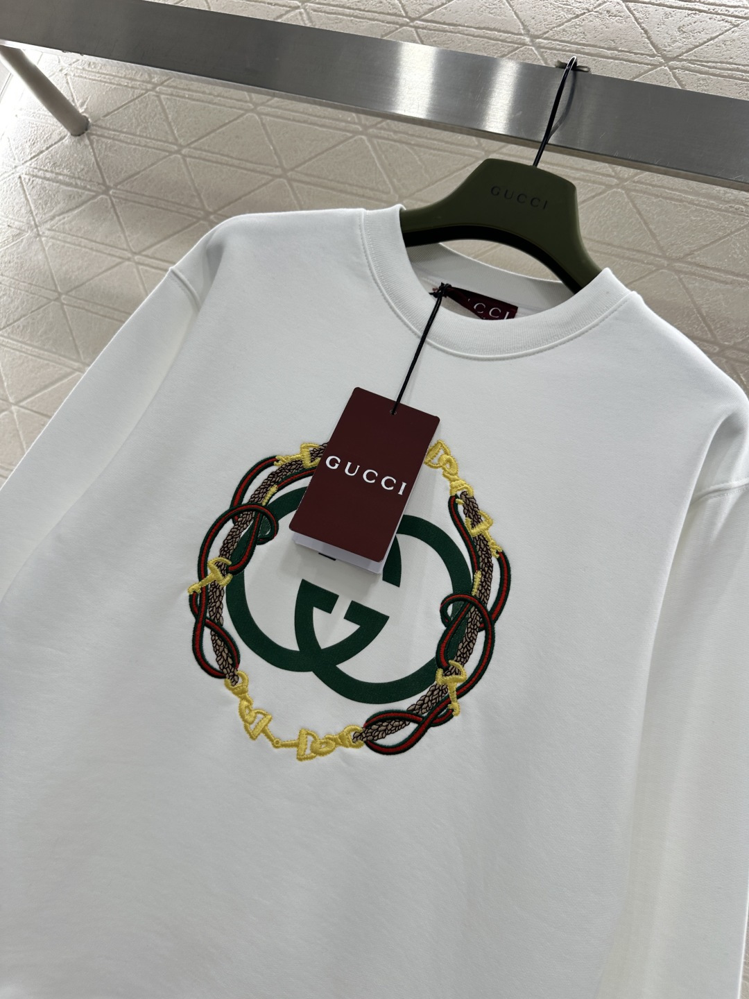 ♥Gucc*♥2026新品上架 贺岁圆领刺绣徽标卫衣新年贺岁系列#定制YB原生全棉材质，久洗不易变形起球