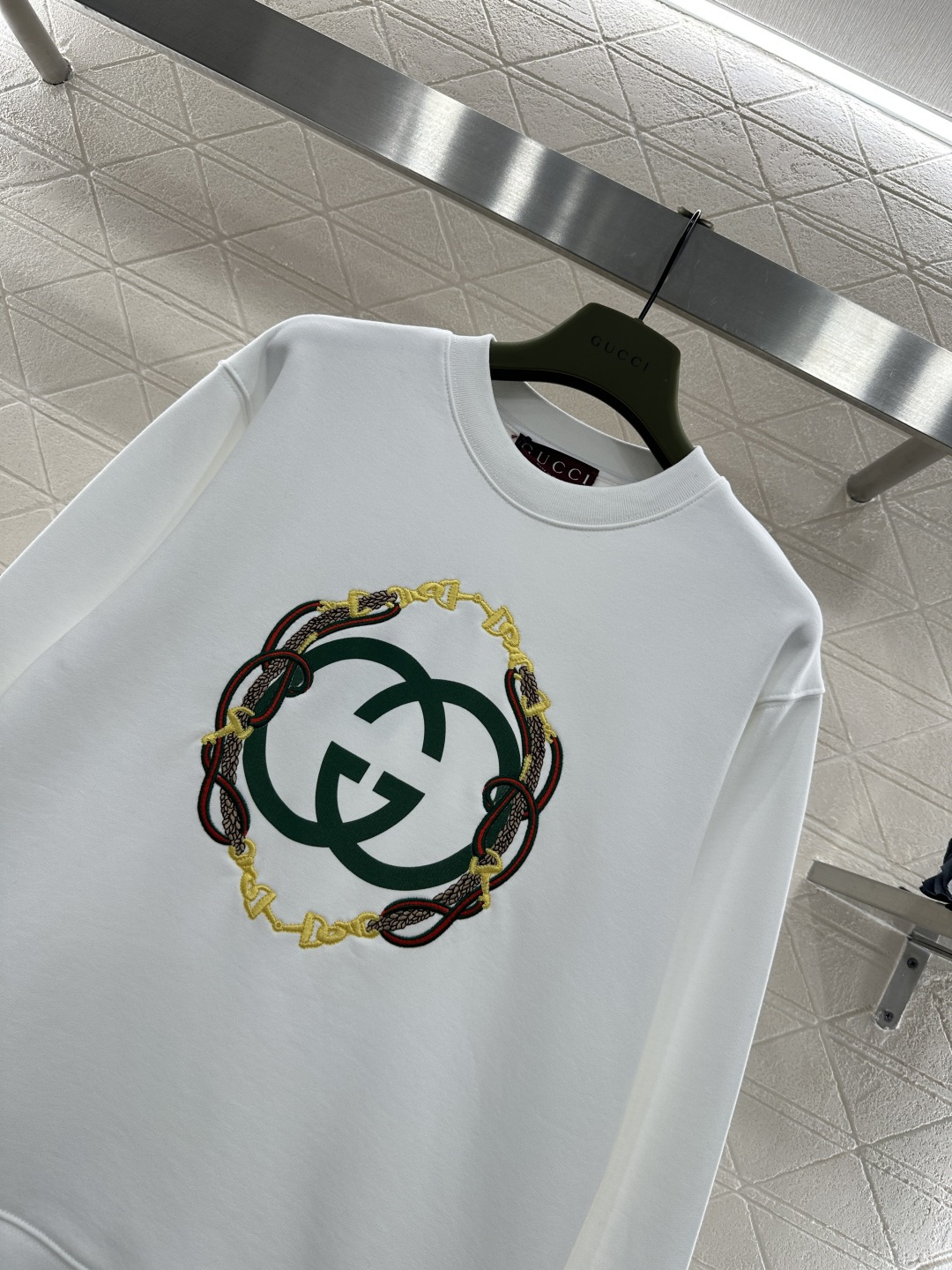 ♥Gucc*♥2026新品上架 贺岁圆领刺绣徽标卫衣新年贺岁系列#定制YB原生全棉材质，久洗不易变形起球