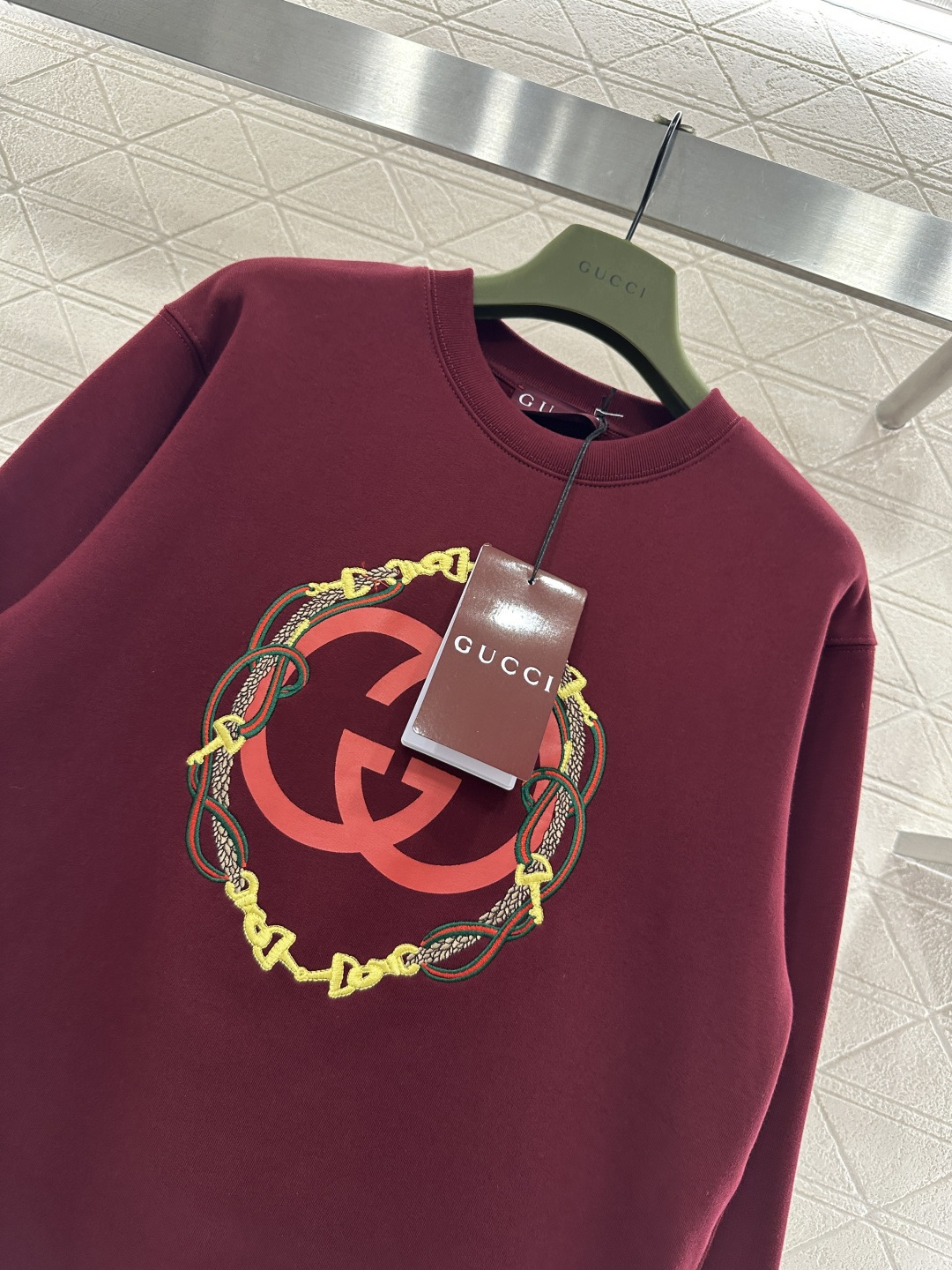 ♥Gucc*♥2026新品上架 贺岁圆领刺绣徽标卫衣新年贺岁系列#定制YB原生全棉材质，久洗不易变形起球